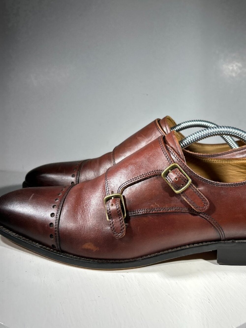 Warfield Grand Double Monk Strap Mens Leather Dress Shoes Merrick Size 10 Brown